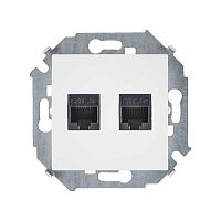 Изображение Розетка компьютерная 2-м Simon 15 RJ45 кат.5E AMP механизм бел. Simon 1591552-030 