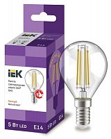 Изображение Лампа светодиодная филаментная 360° G45 5Вт шар 3000К E14 230В прозр. IEK LLF-G45-5-230-30-E14-CL 