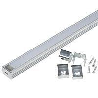 Изображение Профиль накладной UFE-K10 SILVER/FROZEN 200 POLYBAG матов. алюм. рассеив. 200см в компл. 2 заглушки и 4 крепежа Uniel UL-00005029 