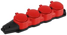 Изображение Колодка ЭРА KX-4e-RED-IP44 каучуковая с заземлением 4 розетки 16A IP44 красн. Эра Б0068456 