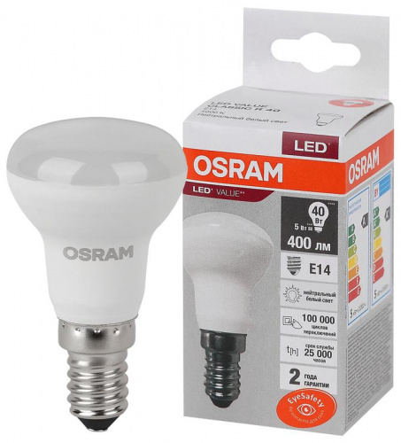 Изображение Лампа светодиодная LED Value LVR40 5SW/840 230В E14 10х1 RU OSRAM 4058075582576 