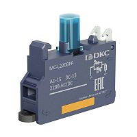 Изображение Блок контактный с клеммным безвинтовым зажимом со светодиодом на 220В син. DKC MC-L220BPP 