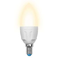 Изображение Лампа светодиодная LED-C37-7W/WW/E14/FR PLP01WH Palazzo 7Вт свеча матовая 3000К тепл. бел. E14 (упак. картон) Uniel UL-00000768 