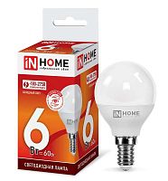 Изображение Лампа светодиодная LED-ШАР-VC 6Вт 230В E14 6500К 540лм IN HOME 4690612030630 