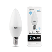 Изображение Лампа светодиодная LED 6вт 230в, Е14, дневной, свеча Gauss Elementary  33136 (упак.10 шт.) 