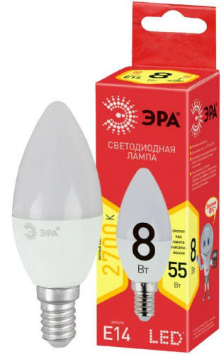 Изображение Лампа светодиодная LED B35-8W-827-E14(диод,свеча,8Вт,тепл,E14) Б0030018 