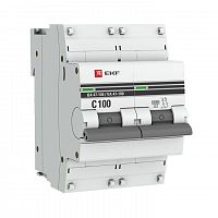 Изображение Автомат  EKF ВА 47-100  2Р  100А  тип C  10кА  на DIN-рейку  mcb47100-2-100C-pro 