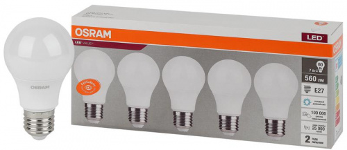 Изображение Лампа светодиодная LED Value LVCLA60 7SW/865 230В E27 2х5 RU (уп.5шт) OSRAM 4058075577688 