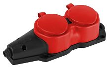 Изображение Колодка ЭРА KX-2e-RED-IP44 каучуковая с заземлением 2 розетки 16A IP44 красн. Эра Б0068443 