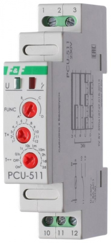 Изображение Реле времени PCU-511 8А 230В 1 перекл. IP20 многофункц. монтаж на DIN-рейке F&F EA02.001.010 