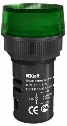 Изображение Лампа ADDS d22мм зел.LED 22 24В AC/DC  25065DEK 