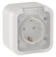 Изображение Розетка 1-м ОП TORS TS320 16А IP55 с заземл. с крышкой бел. IEK TS-R16-16-55-K01 