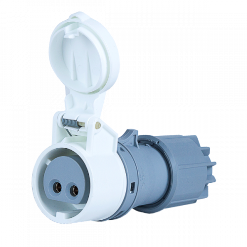 Изображение 283-12v PCE Розетка кабельная 16А/42V/2P+E/IP44, никелированные контакты, шт 