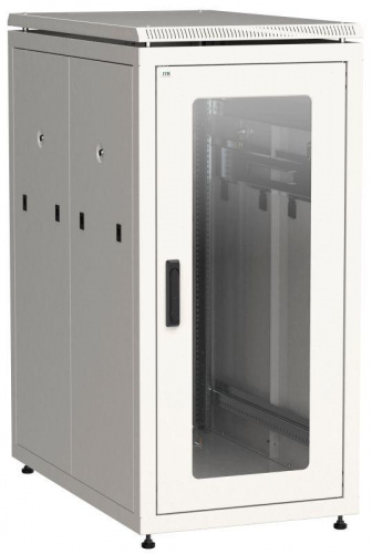 Изображение Шкаф сетевой 19дюйм  LINEA N 24U 600х1000мм стеклянная передняя дверь задняя перфорированная сер. ITK LN35-24U61-GP 