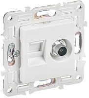Изображение Розетка двойная TV+RJ45 кат.5E SKANDY SK-A14W арктич. бел. IEK SK-AK20-1-K01 