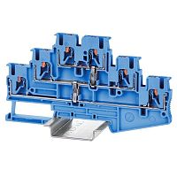 Изображение Клемма трехуровневая зажим push-in 6 точек подключения с перемычкой между уровнями 2.5кв.мм син. DKC VPR-2.5-3L-PV-BU 