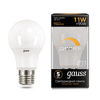 Изображение Лампа светодиодная LED 11Вт A60-dim E27 3000К диммируемая Gauss  102502111-D (упак.10 шт.) 