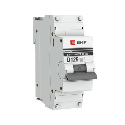Изображение Автомат  EKF ВА 47-100  1Р  125А  тип D  10кА  на DIN-рейку  mcb47100-1-125D-pro 