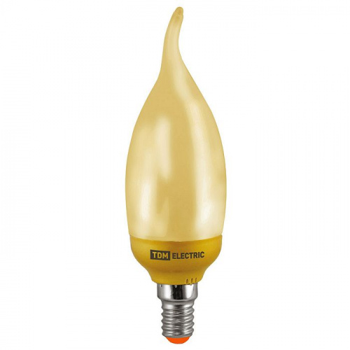 Изображение Лампа энергосберегающая КЛЛ-СGW-11 Вт-2700 К–Е14 TDM (золотая свеча на ветру) (mini) SQ0323-0143 