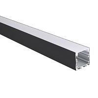 Изображение Профиль накладной PAL 3535-BLACK (комплект 2м 2глухих заглушки рассеиватель матов. 4клипсы крепежных) 2м анод. Pro JazzWay 5059054 