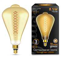 Изображение Лампа светодиодная LED-8.5W E27 Amber 660lm 2000K Filament ST164 GAUSS 157802105 