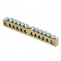 Изображение Шина PEN "ноль-земля" (8x12мм) 12 отв. латунь крепеж по центру EKF  sn0-125-12-c  (упак.10) 