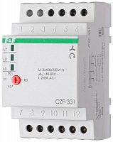 Изображение Реле контроля и наличия фаз CZF-331 (монтаж на DIN-рейке 35мм; регулировка порога отключения; 3х400/230+N 2х8А 2P IP20) F&F EA04.001.008 