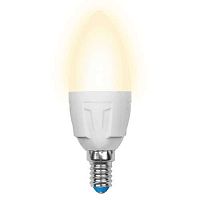 Изображение Лампа светодиодная LED-C37-6W/WW/E14/FR/DIM PLP01WH 6Вт свеча 3000К тепл. бел. E14 560лм 220В диммир. упак. картон Uniel UL-00000690 