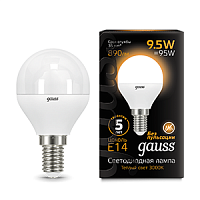Изображение Лампа светодиодная LED 9.5Вт E14 шар, теплый Gauss  105101110 (упак.10 шт.) 