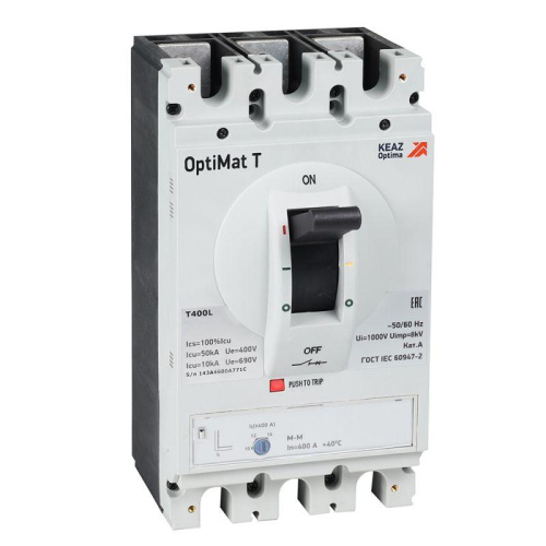 Изображение Выключатель автоматический с блоком защиты от токов утечки OptiMat T630L-RCA TM 630A 4P КЭАЗ 356979 
