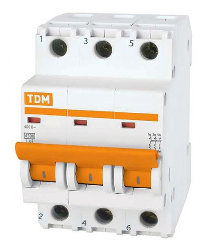 Изображение Автомат  TDM ELECTRIC ВА 47-63  3Р  40А  тип C  4,5кА  на DIN-рейку  SQ0218-0023 