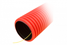 Изображение Труба гофрированная двустенная ПЭ гибкая тип 450 с зондом красная д90 (50м/уп) PR15.0029 