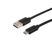 Изображение Кабель USB microUSB шнур в металлической оплетке серебристый Rexant 18-4241 