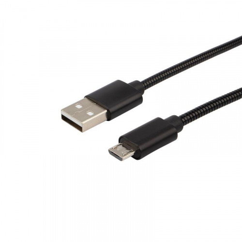 Изображение Кабель USB microUSB шнур в металлической оплетке серебристый Rexant 18-4241 