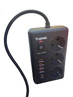 Изображение Удлинитель с сетевым фильтром 3х1.5м 10А 4USB + 2USBC 2500Вт ПВС 3х1 прямоуг. черн. КОСМОС FKsm1.5m-3gPF(B)USB 