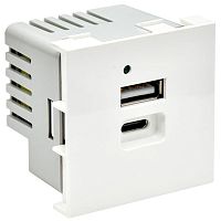 Изображение Розетка USB A+C 2 мод. праймер РКЮ-25-40-П 5В 4.2А бел. IEK PR-KK40D-RU-0-2-AC-K01 