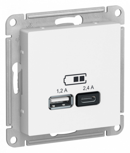 Изображение Розетка 2xUSB Schneider Electric ATLASDESIGN, скрытый монтаж, белый, ATN000139 