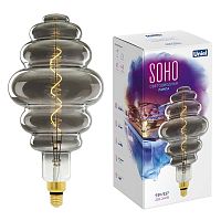 Изображение Лампа светодиодная филаментная LED-SF40-5W/SOHO/E27/CW CHROME/SMOKE GLS77CR SOHO спиральный филамент хром./дым. колба Uniel UL-00005920 