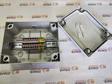 Изображение Коробка клеммная КСП-12 IP56 240х190х90мм  Express серая 9х0,5-6 кв.мм + 3х0,5-6 кв.мм PE 57А, 12 клемм пружин. Push-in с ступ.вводами (Сторона подключения А, С, D сальник DN=25мм) 