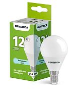 Изображение Лампа светодиодная G45 12Вт шар 6500К E14 230В GENERICA LL-G45-12-230-65-E14-G 