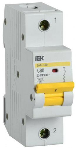 Изображение Автомат  IEK (ИЭК) ВА47-150  1Р  80А  тип C  15кА  на DIN-рейку  MVA50-1-080-C 