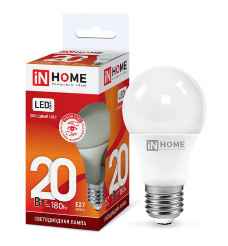 Изображение Лампа светодиодная LED-A65-VC 20Вт 230В E27 6500К 1800лм IN HOME 4690612020310 
