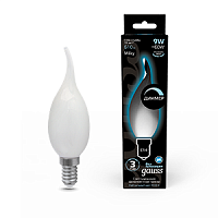 Изображение Лампа светодиодная филаментная Filament 9Вт свеча на ветру 4100К E14 610лм диммир. milky Gauss 104201209-D 
