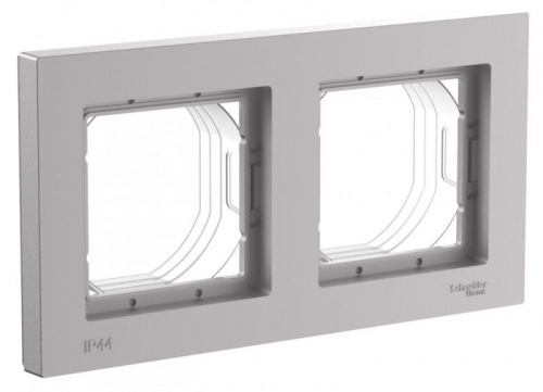 Изображение Рамка 2 поста ATLASDESIGN Aqua IP44 Алюминий  ATN440302 