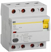 Изображение Выключатель дифференциального тока (УЗО) 4п 50А 100мА тип A ВД1-63 IEK MDV11-4-050-100 