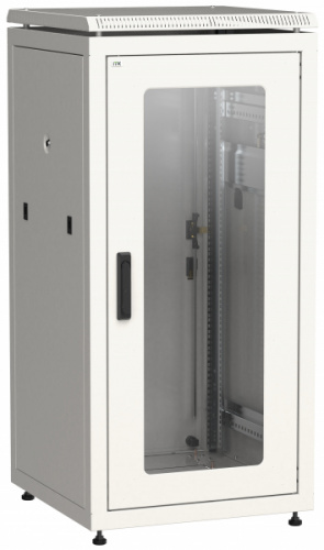 Изображение Шкаф сетевой 19дюйм LINEA N 24U 600х600мм стеклянная передняя дверь задняя металлическая сер. ITK LN35-24U66-GM 