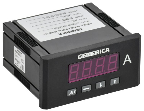 Изображение Амперметр цифровой щитовой 1ф 48х96 LED GENERICA IDA41-5-1-0-LED-G 