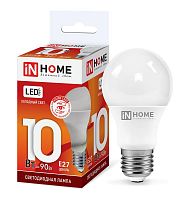 Изображение Лампа светодиодная LED-A60-VC 10Вт 230В E27 6500К 900Лм IN HOME 4690612020228 