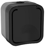 Изображение Розетка 1-м ОП TORS 16А IP55 TS120 с заземл. с крышкой графит IEK TS-R16-16-55-K53 
