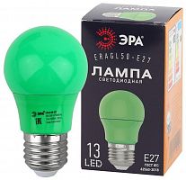 Изображение Лампа светодиодная ERAGL50-E27 A50 3Вт груша зел. E27 13SMD для белт-лайт ЭРА Б0049579 